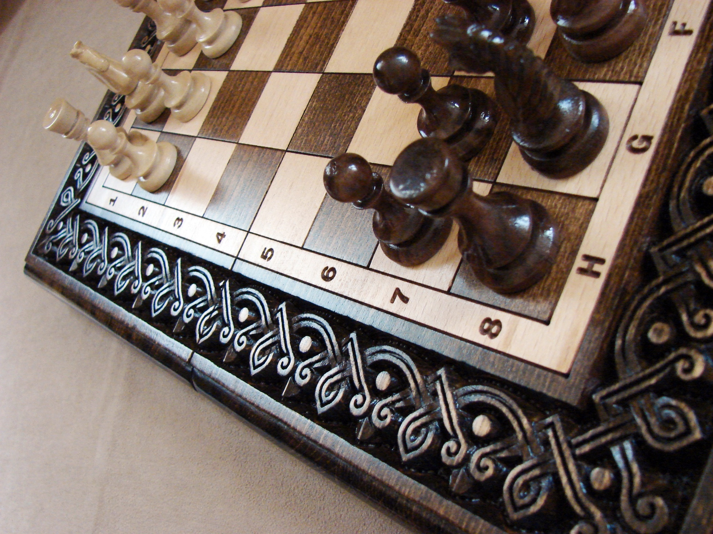 Chess Hand Crafted Wooden Chess And Draughts Set 40cm x 40cm 