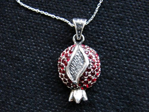 Necklace Pomegranate Sterling Silver 925 with Red Zircon