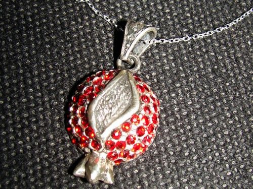 Necklace Pomegranate Sterling Silver 925 with Red Zircon