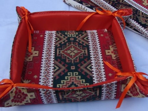 Handmade Fabric Bread Basket Armenian Carpet Ornament