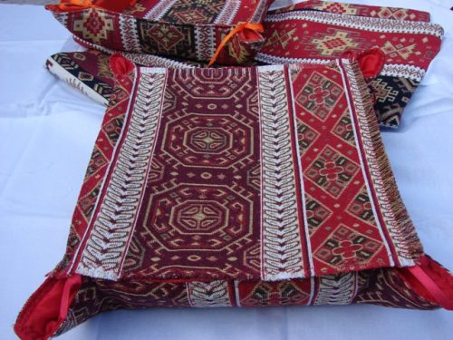 Fabric Bread Basket with Cover Armenian Carpet Ornament, Folding Storage Box