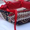 Handmade Fabric Bread Six-Sided Basket, Armenian Carpet Ornament