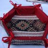 Handmade Fabric Bread Six-Sided Basket, Armenian Carpet Ornament