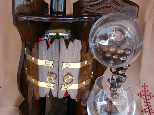 Wooden Bottle and Glass Holder