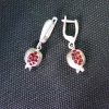 Pomegranate Earrings Sterling Silver 925 with Red Zircon