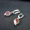 Pomegranate Earrings Sterling Silver 925 with Red Zircon