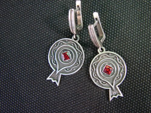 Pomegranate Earrings Sterling Silver 925