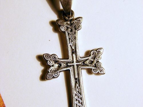 Silver Armenian Cross, Antique Khachqar Ornament