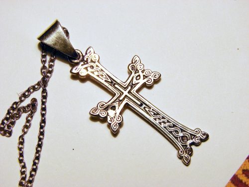 Silver Armenian Cross, Antique Khachqar Ornament