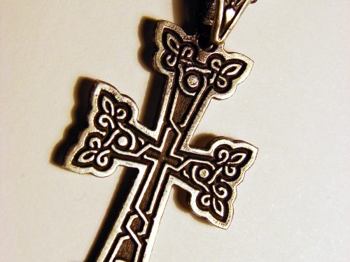 Armenian Cross Pendant Sterling Silver 925, Antique Khachqar Ornament