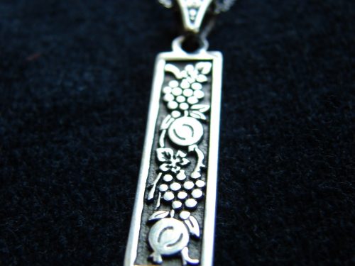 Necklace Grape and Pomegranate Ornament, Sterling Silver 925