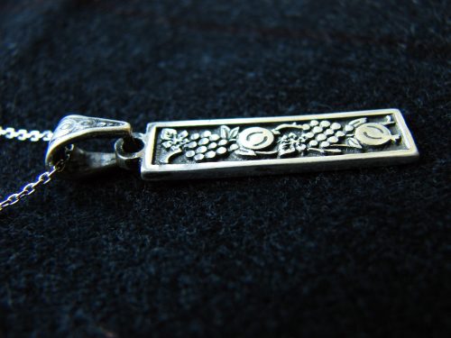 Necklace Grape and Pomegranate Ornament, Sterling Silver 925