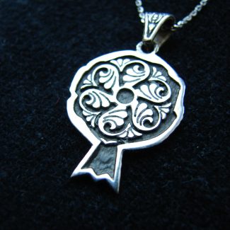 Wheel of Eternity Symbol Necklace Sterling Silver 925 in Pomegranate Form