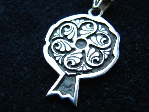 Wheel of Eternity Symbol Necklace Sterling Silver 925 in Pomegranate Form