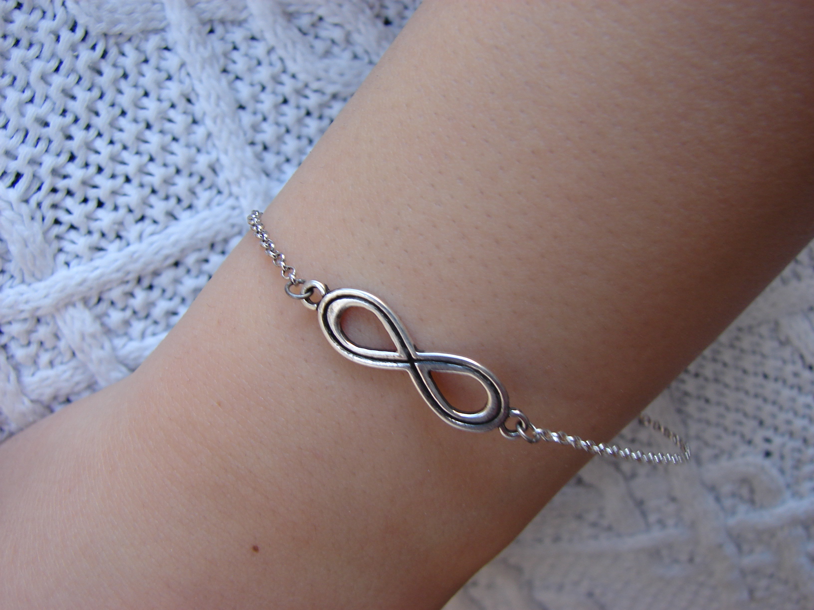 Heavy link sterling silver eternity bracelet  personalized charm jewelry  infinity you are my sunshine