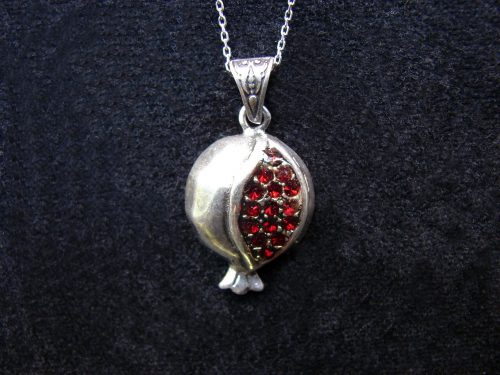 Armenian Pomegranate Necklace Sterling Silver 925 with Red Zircons