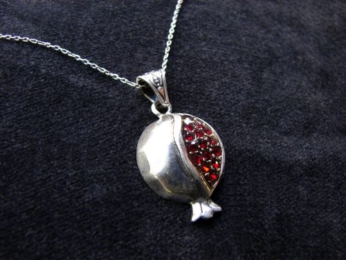 Armenian Pomegranate Necklace Sterling Silver 925 with Red Zircons