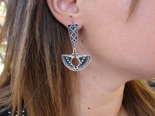 Long Round Earrings Sterling Silver 925