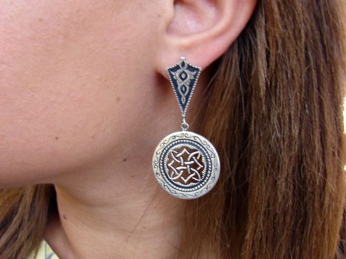 Long Round Earrings Sterling Silver 925