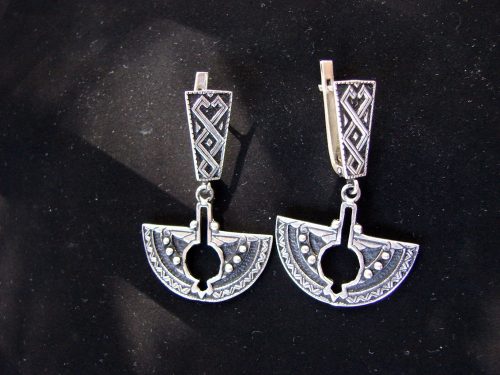 Pomegranate Long Earrings Sterling Silver 925