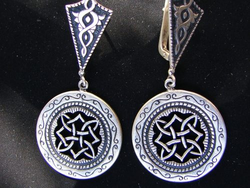 Long Round Earrings Sterling Silver 925