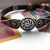 Leather Silver Bracelet for Men and Women, Wheel of Eternity