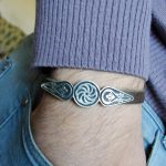 Leather Silver Bracelet for Men and Women, Wheel of Eternity