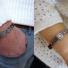 Leather Silver Bracelet for Men and Women, Wheel of Eternity