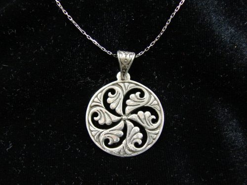 Pendant Wheel of Eternity Sterling Silver 925 in Pomegranate Armenian Symbol