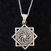 Pendant Eight pointed Star and Wheel of Eternity Sterling Silver 925