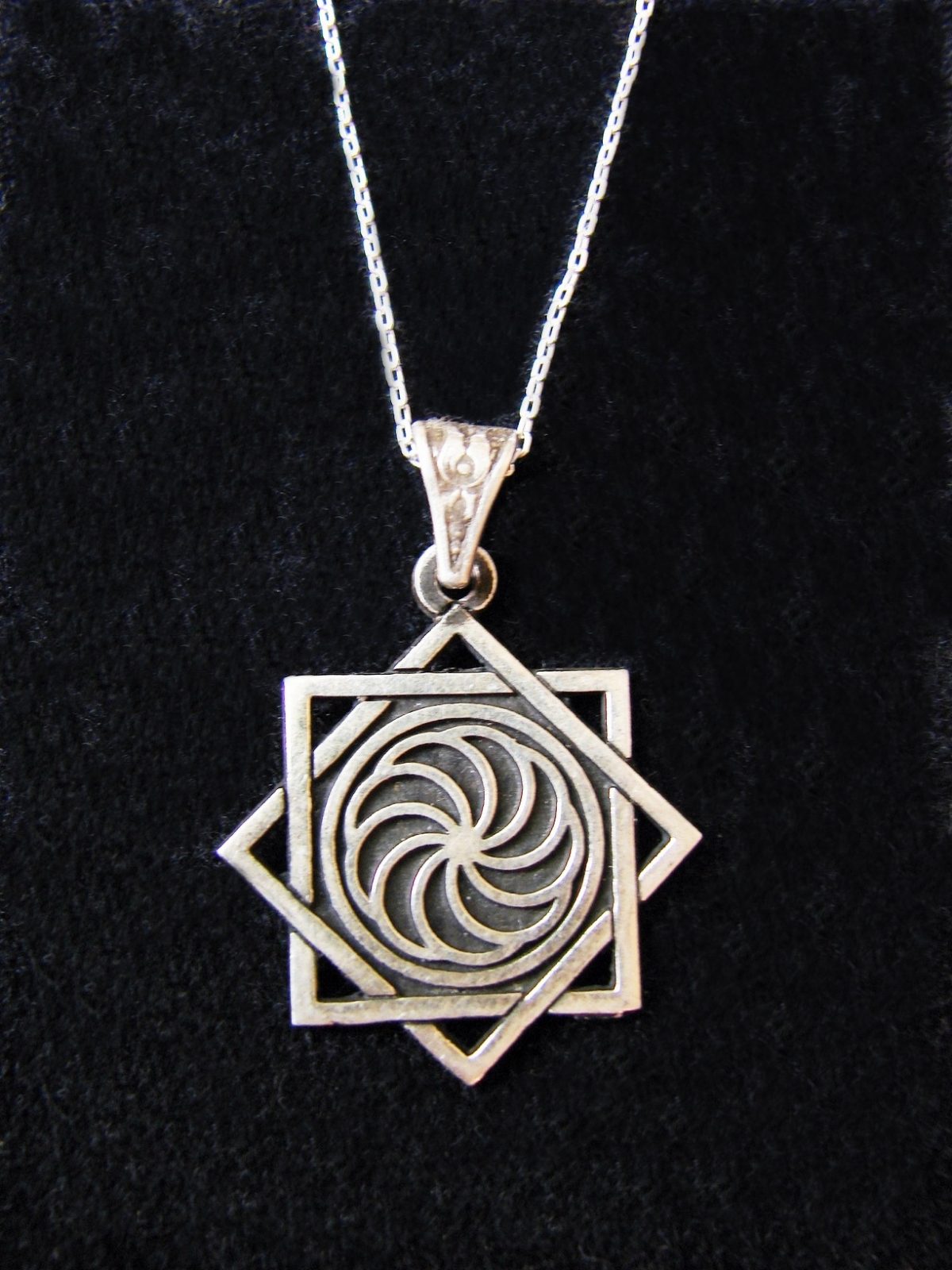 Pendant Eight pointed Star and Wheel of Eternity Sterling Silver 925
