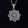 Pendant Eight pointed Star and Wheel of Eternity Sterling Silver 925
