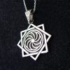 Pendant Eight pointed Star and Wheel of Eternity Sterling Silver 925