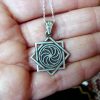 Pendant Eight pointed Star and Wheel of Eternity Sterling Silver 925