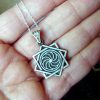 Pendant Eight pointed Star and Wheel of Eternity Sterling Silver 925