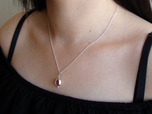 Set of Pomegranate Earrings and Necklace