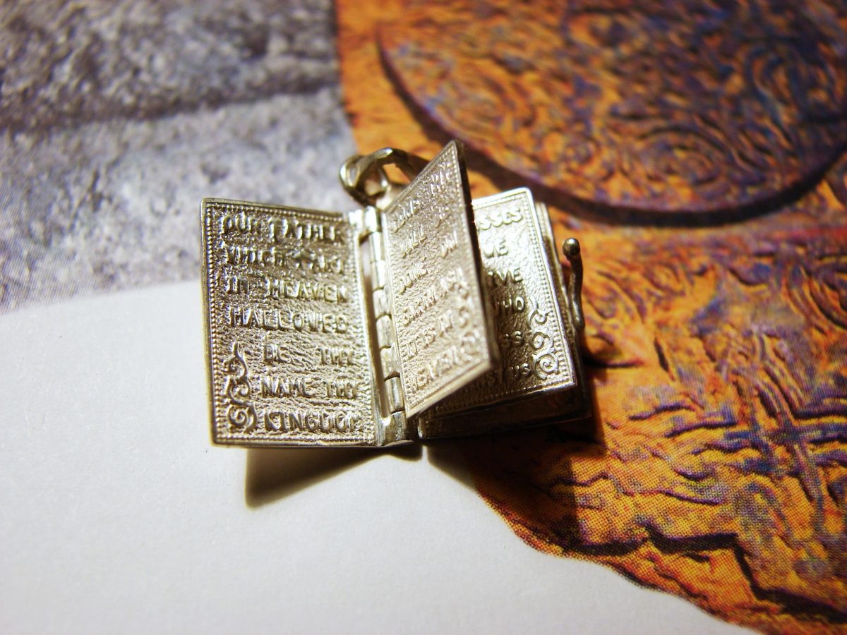Miniature Prayer Book Silver Necklace