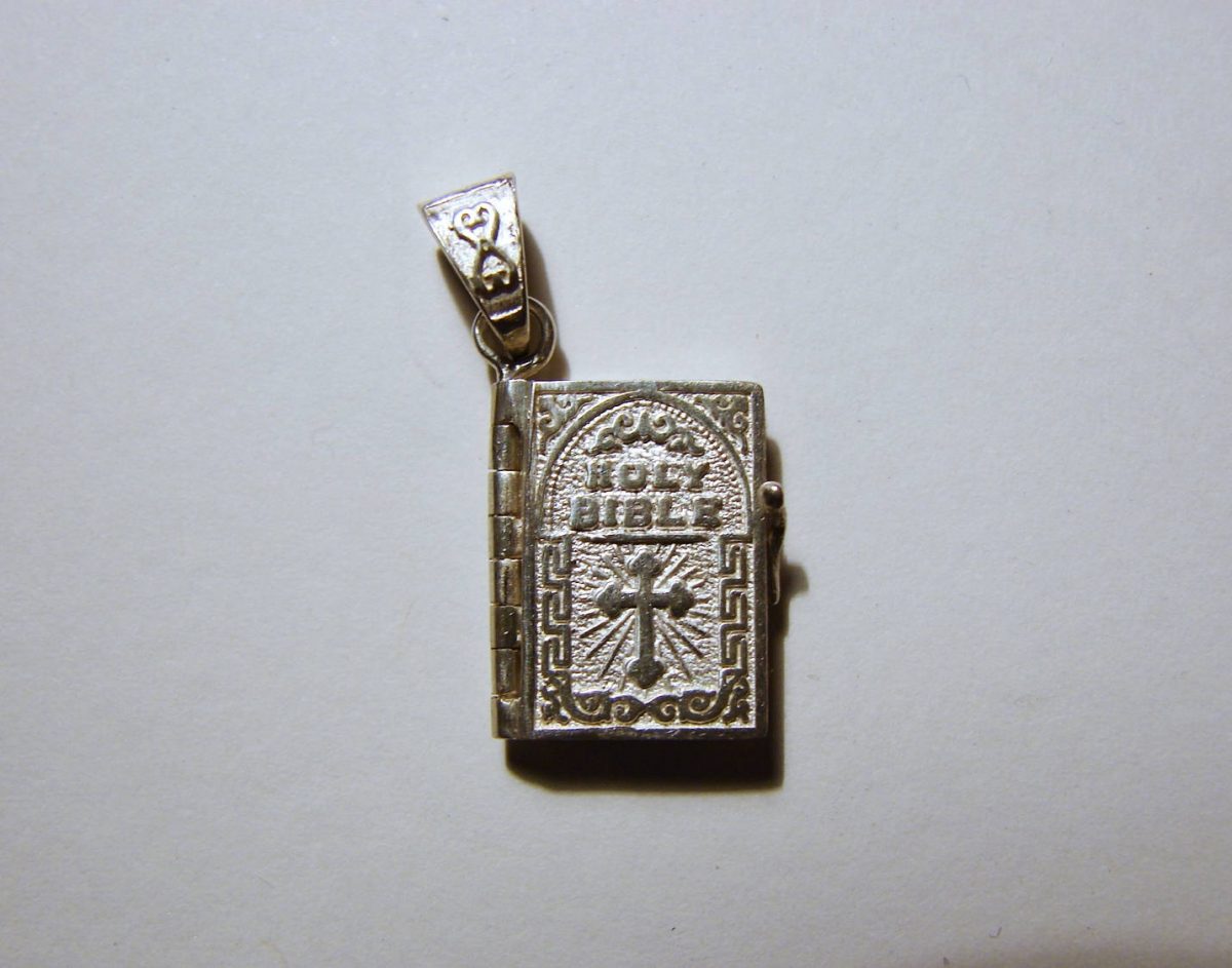 Miniature Prayer Book Silver Necklace