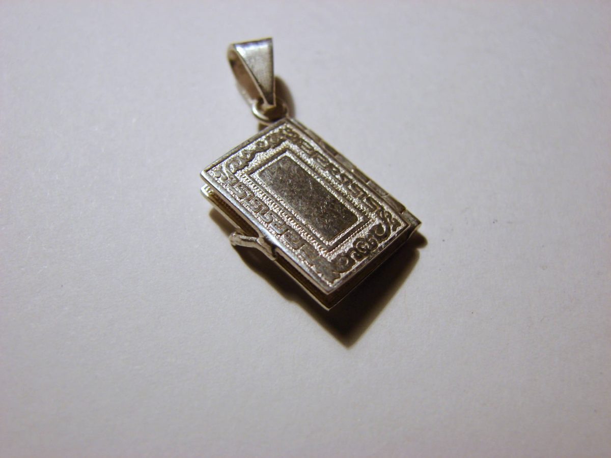 Silver Miniature Prayer Book Pendant, Lord's Prayer