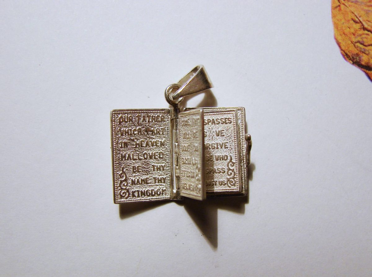 Miniature Prayer Book Silver Necklace