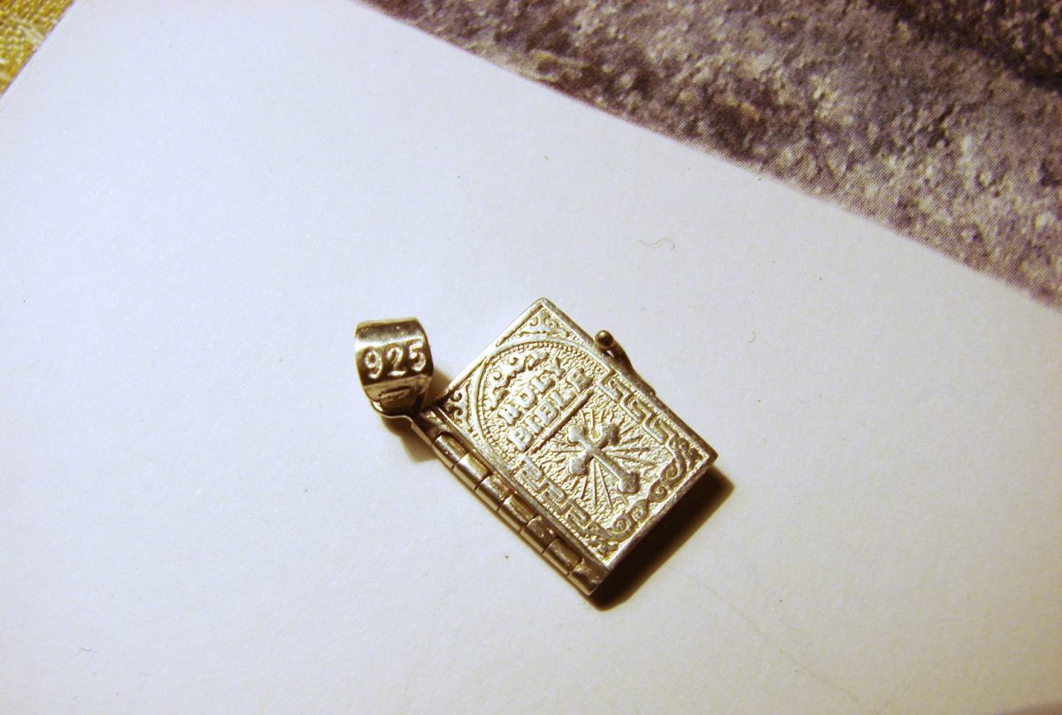Miniature Prayer Book Silver Necklace
