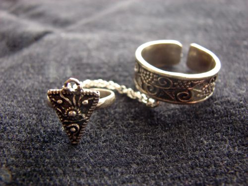 Silver Double Ring 925 Sterling Silver, Adjustable multi-finger