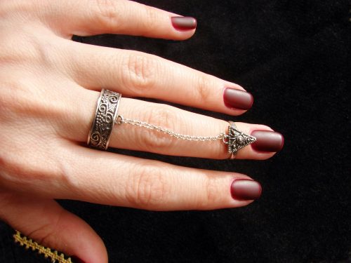 Silver Double Ring 925 Sterling Silver, Adjustable multi-finger
