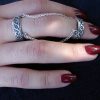 Silver Double Ring 925 Sterling Silver, Adjustable multi-finger