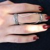 Silver Double Ring 925 Sterling Silver, Adjustable multi-finger