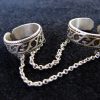 Silver Double Ring 925 Sterling Silver, Adjustable multi-finger