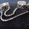 Silver Double Ring 925 Sterling Silver, Adjustable multi-finger