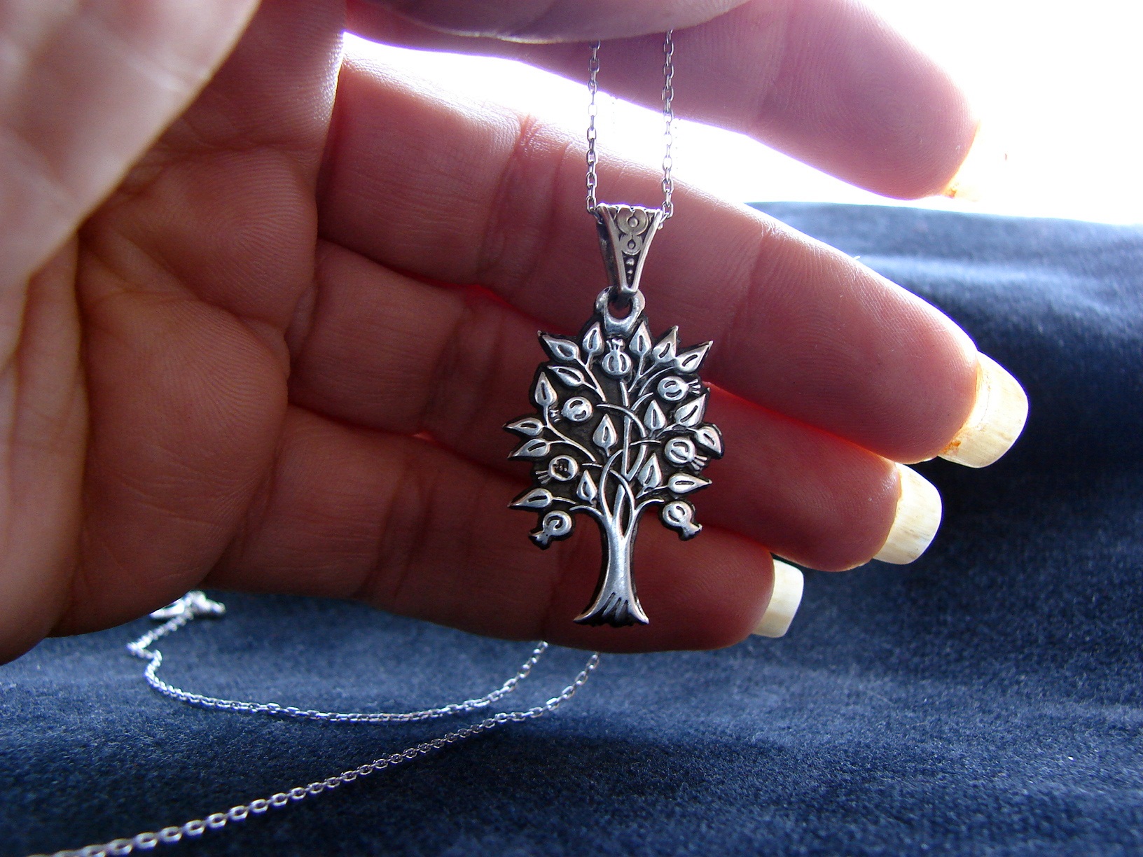 POMEGRANATE NECKLACE pomegranate tree pendant silver large enameled pendant armenian pomegranate jewelry enameled pomegranate tree jewelry