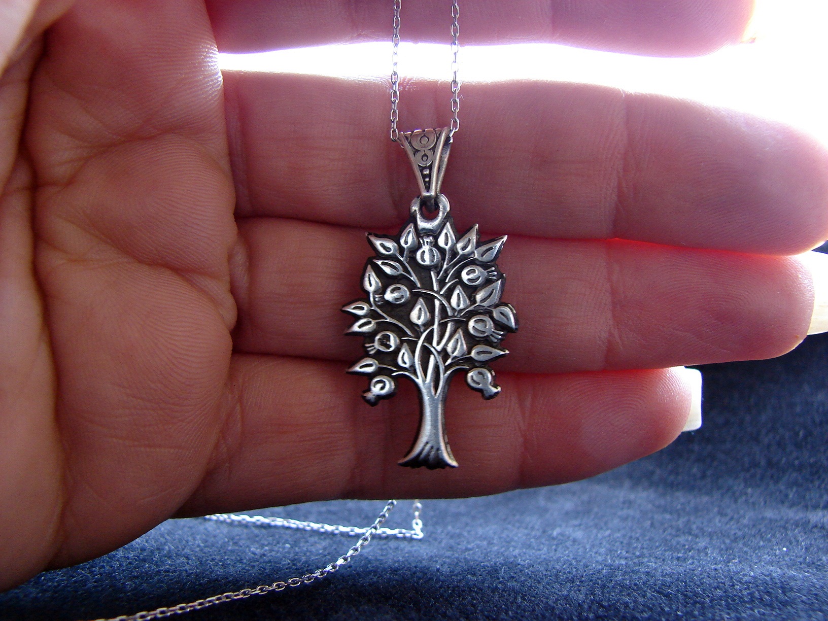 POMEGRANATE NECKLACE pomegranate tree pendant silver large enameled pendant armenian pomegranate jewelry enameled pomegranate tree jewelry