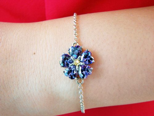 Bracelet Forget me Not Flower Sterling Silver 925, Armenian Symbol, Anmoruk